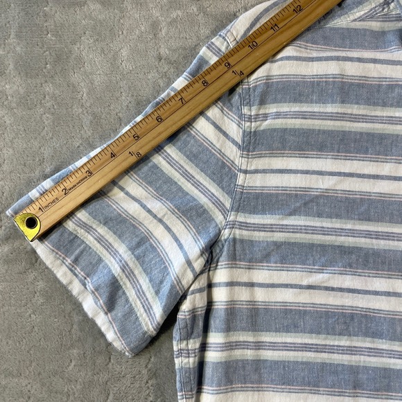 Southern Tide Linen Shirt Mens Small Blue Striped Travel Beach Summer Vacation - Picture 7 of 10